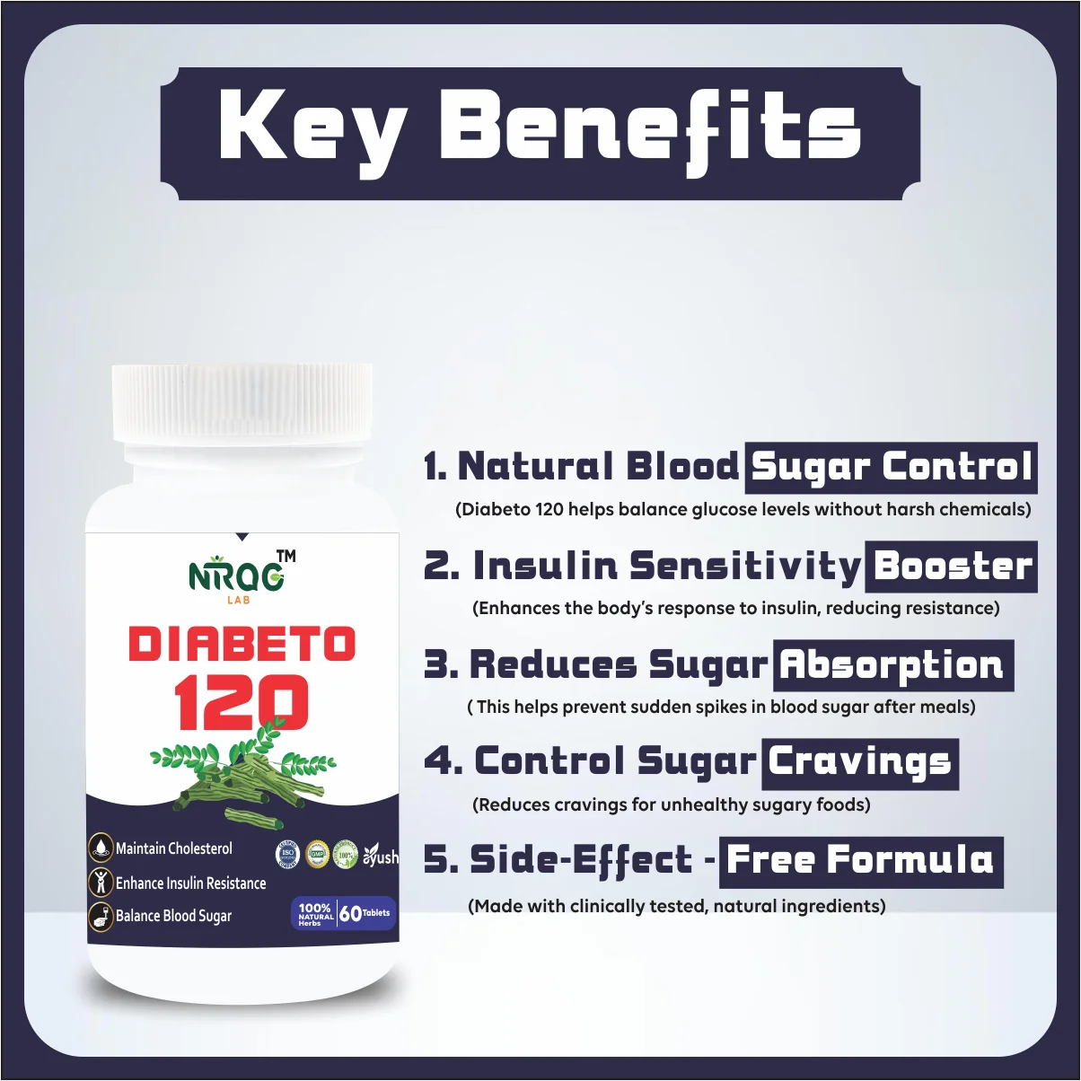 Nirog Lab Diabeto 120 Tablets – Natural Blood Sugar Support — image 3